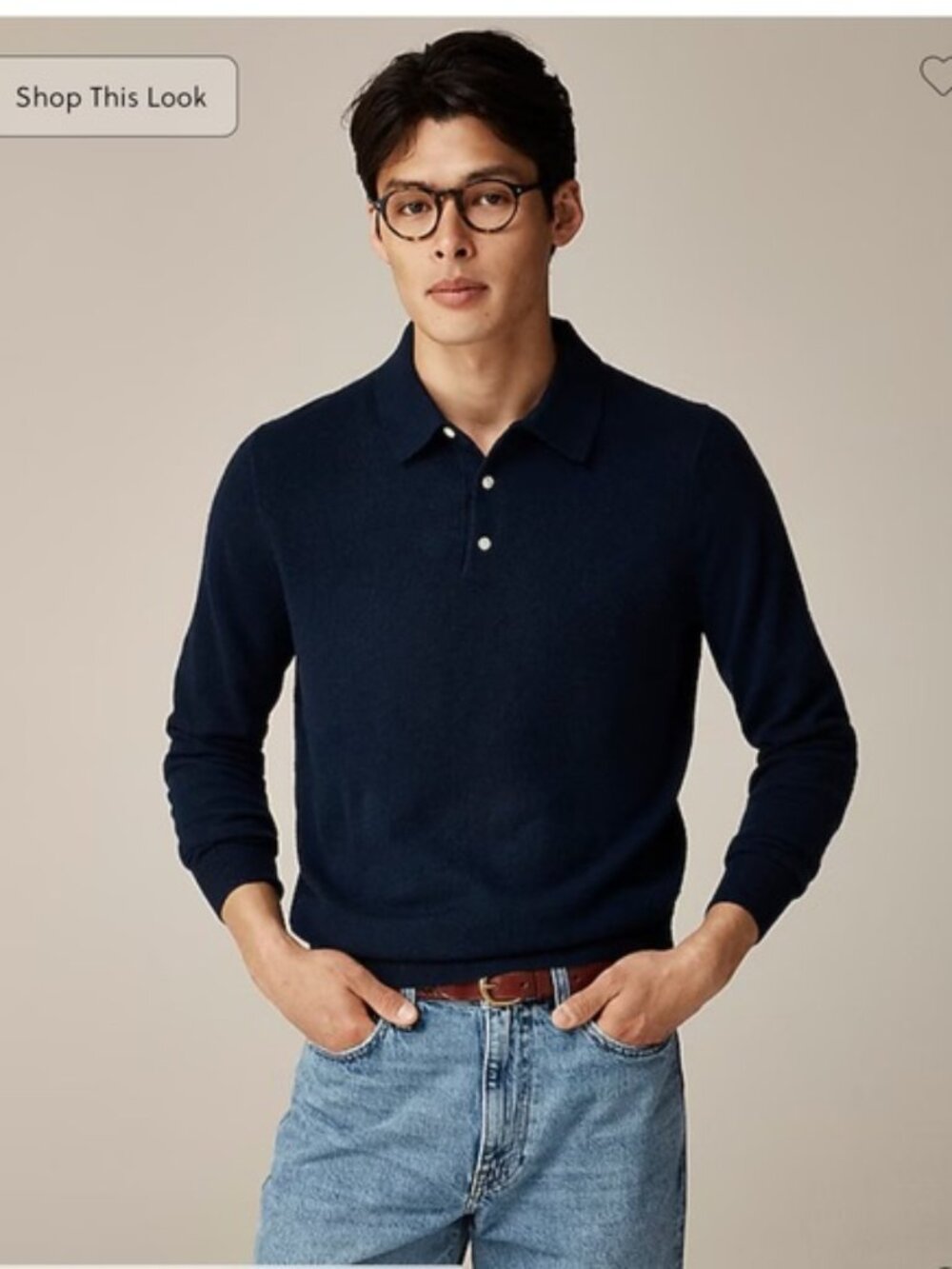 J. Crew Cashmere Navy Long Sleeve Sweater Polo Size Small (NWOT)